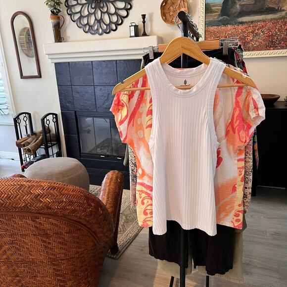 Free People FP Movement Top Womens Size S/P White Wide Ribbed Tank Summer - Picture 16 of 16